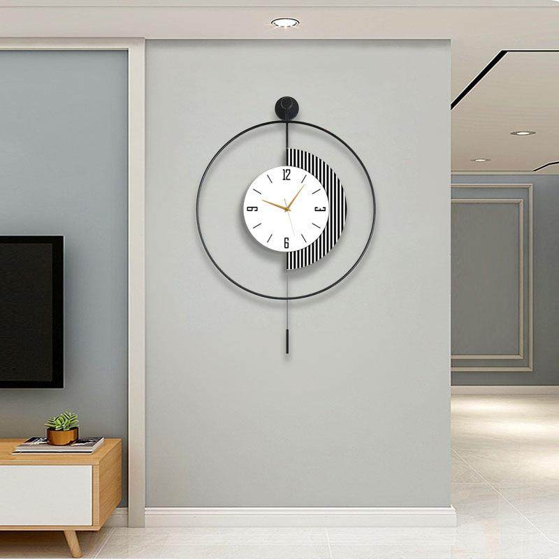 餐NUH厅新款挂挂钟高钟表厅简约时钟创意大气轻端奢客墙现代简约