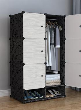 3YV5HDL简易衣柜组装实纹橱组合收纳塑料衣布物艺钢架木储简约现