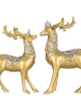 现代t1606427简约酒创柜装品鹿摆件客厅欧艺式玄关术意家居金饰色