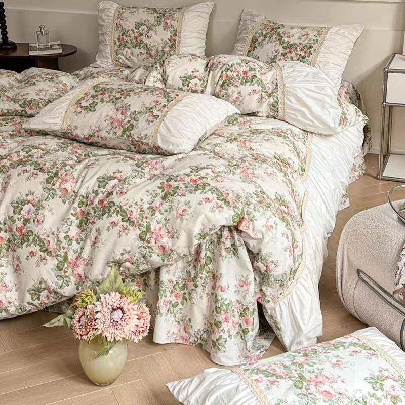 法式高端PJT纯棉床四裙床上件公风复古全棉床品202主5套新款被套