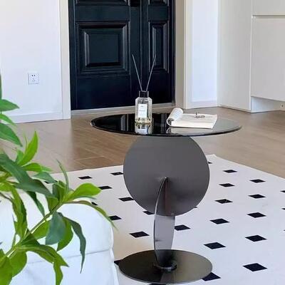 现代约不锈钢化主体钢玻璃边几沙简发轻奢高QCL端客厅茶几创意小