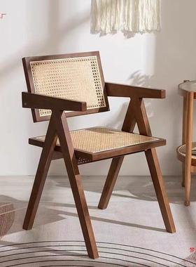 实KMP餐编椅编靠背椅子木网红椅子家用藤民宿阳台卧室藤椅其他
