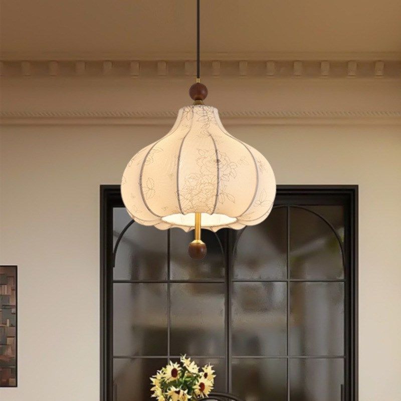 法式复古风灯卧室印花布艺小吊灯中古客厅餐厅吧台实木衣帽间灯具,家装灯饰光源,床头/玄关/吧台/过道吊灯,淘宝优惠券,粉丝福利购,淘宝优惠卷