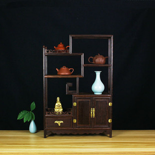红木明清家具鸡翅木中式多宝阁古玩架博古架橱茶壶架置物花盆景架