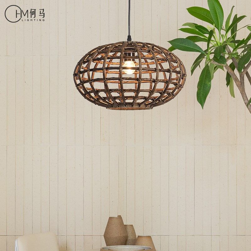 乡村民宿复古咖啡馆餐厅吊灯东南亚茶室卧室床头藤艺竹编仿古灯笼,家装灯饰光源,客厅吊灯,淘宝优惠券,粉丝福利购,淘宝优惠卷