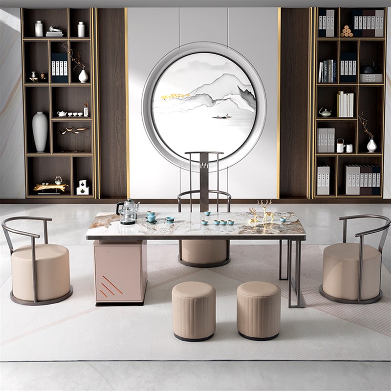 阳台茶桌椅组合带抽屉茶几桌客厅家用石材办公室茶台茶具套装一体