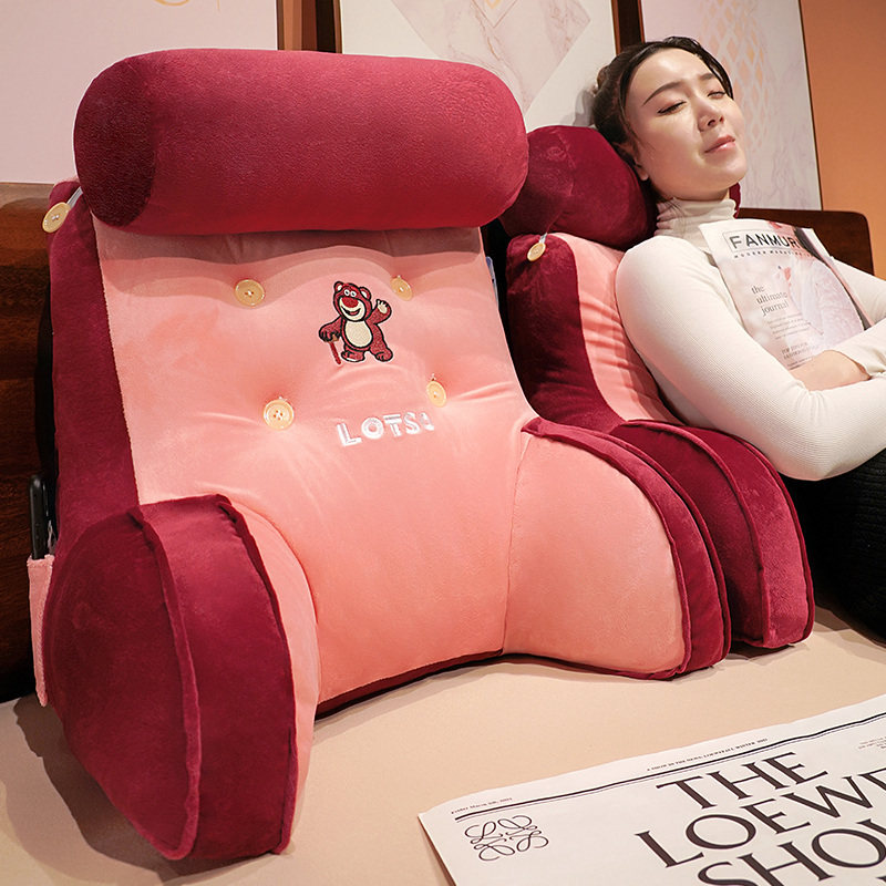 草莓熊抱枕床头靠枕软包大靠背宿舍床上看书睡觉枕头椅子护腰靠垫