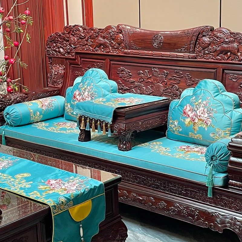 中式圈椅坐垫红木家具卡口坐垫官帽椅全套坐垫靠背圈椅刺绣座垫