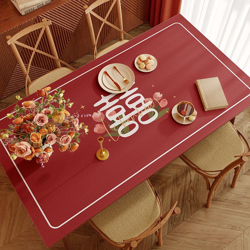 红色喜庆氛围感桌布喜字结婚礼订婚餐桌垫防水防油长方形皮革垫子,居家布艺,桌布,淘宝优惠券,粉丝福利购,淘宝优惠卷