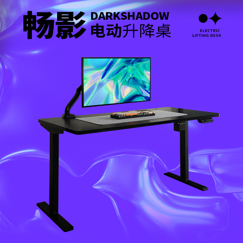 五金少女 电竞升降电脑桌台式家用电竞房双人电动书桌书架一体桌