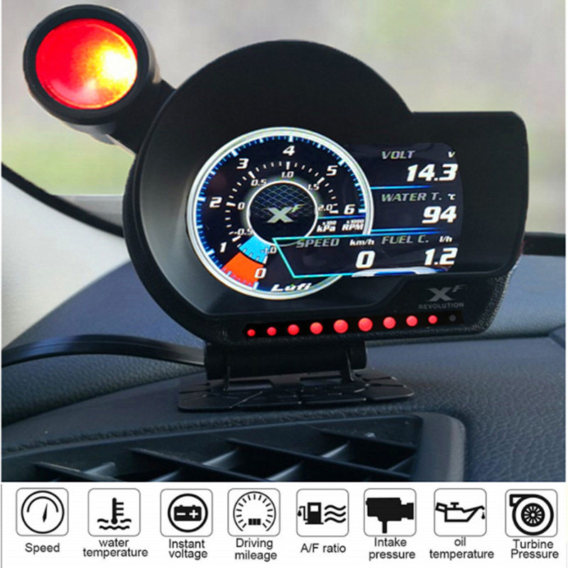 LUFI XF OBD2 汽车数字涡轮增压油压油温转速电压真空表赛车仪表
