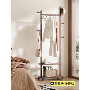 法式中古风落地式挂衣架可移动卧室实木衣帽架小型窄衣架2025新款