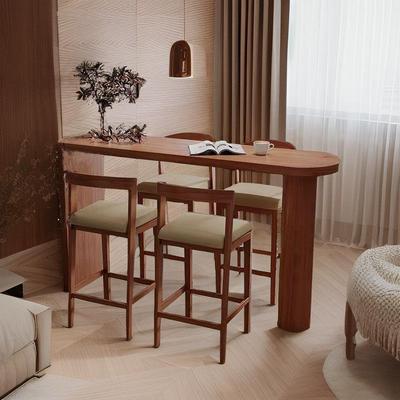 家用长条高脚桌纯实ECJ木桌椅吧组简约靠墙台桌子关客厅合隔断餐