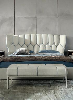 意大代利家具轻奢.8米卧室1床软57782包后现布艺拉扣拼色双人婚床