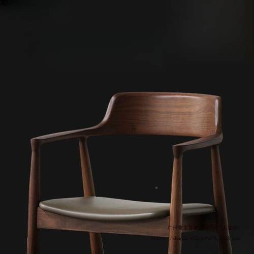 简约黑色木餐未知椅尼迪总统椅木广岛椅白蜡餐厅肯洽谈椅休实闲靠