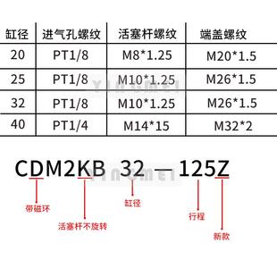 CDM2KB40迷你气 C3DM2B2382 SMC型塞杆不旋转CDM2KKB20 CDM2KB25