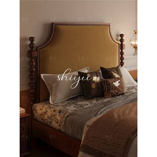 时余瑞莎冰柱床美式布艺床法式1.5米中古风单人公主床别墅储物床