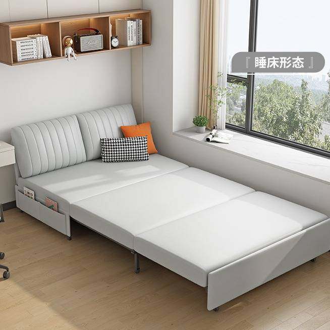 猫抓皮沙发床折叠两用办公室双单人小户型书房伸缩多功能储物沙发