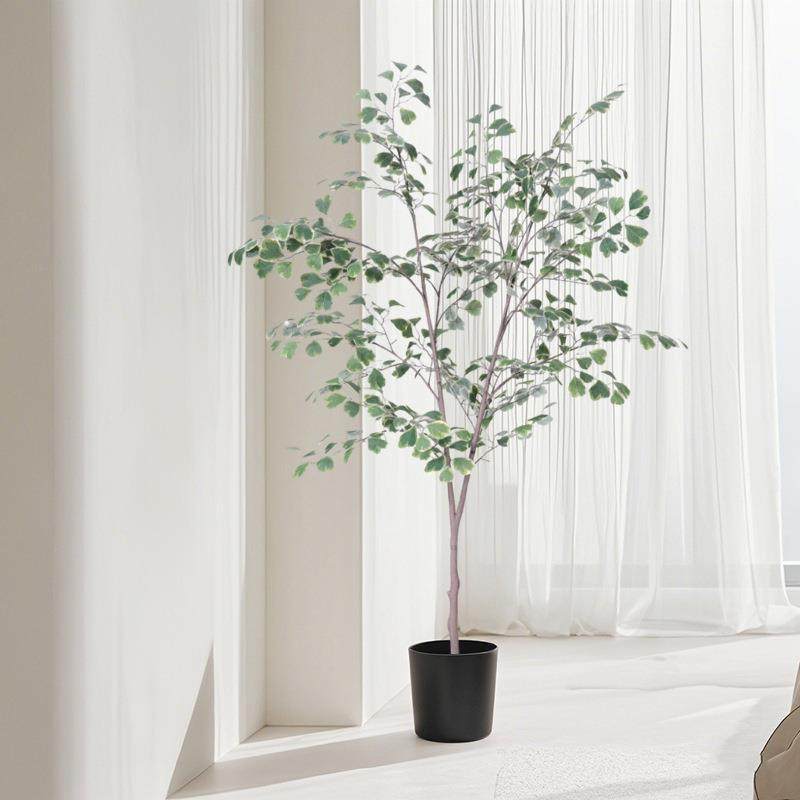 件仿真三角栽假榕白边榕树绿植盆PLC室内落地摆庭院造景装饰树摆