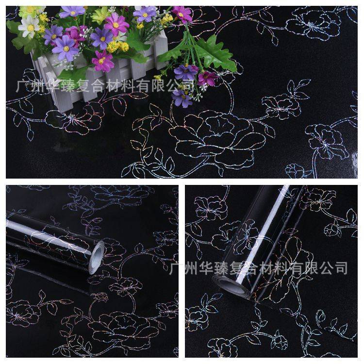 自粘墙贴闪点镭射牡丹烤漆珠光亮面橱柜旧家具防油翻新贴纸