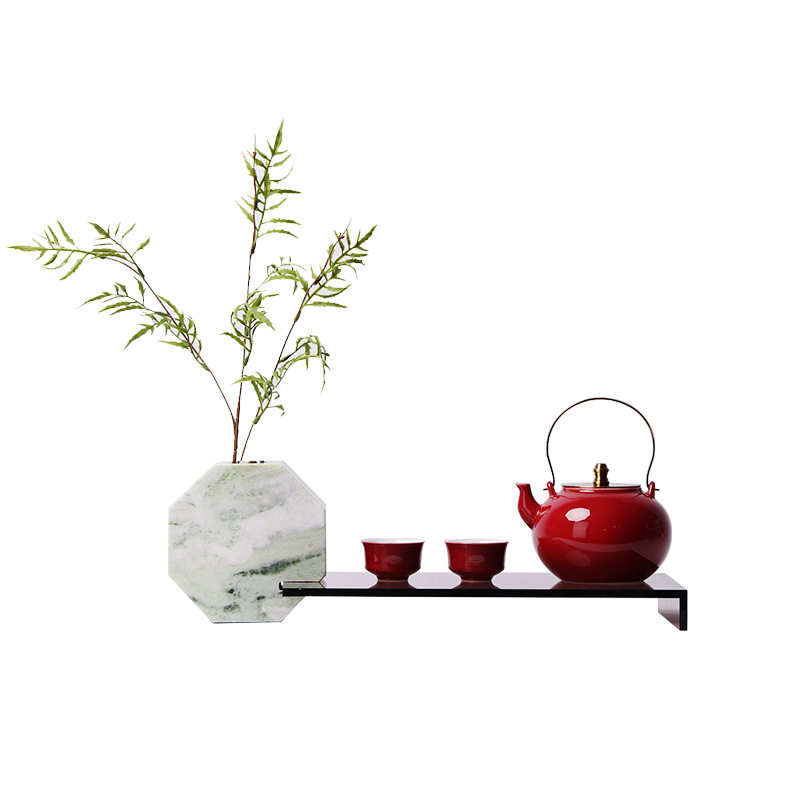 创意新中式现代大理石托盘茶具桌面组合摆件茶几玄关客厅艺术摆件