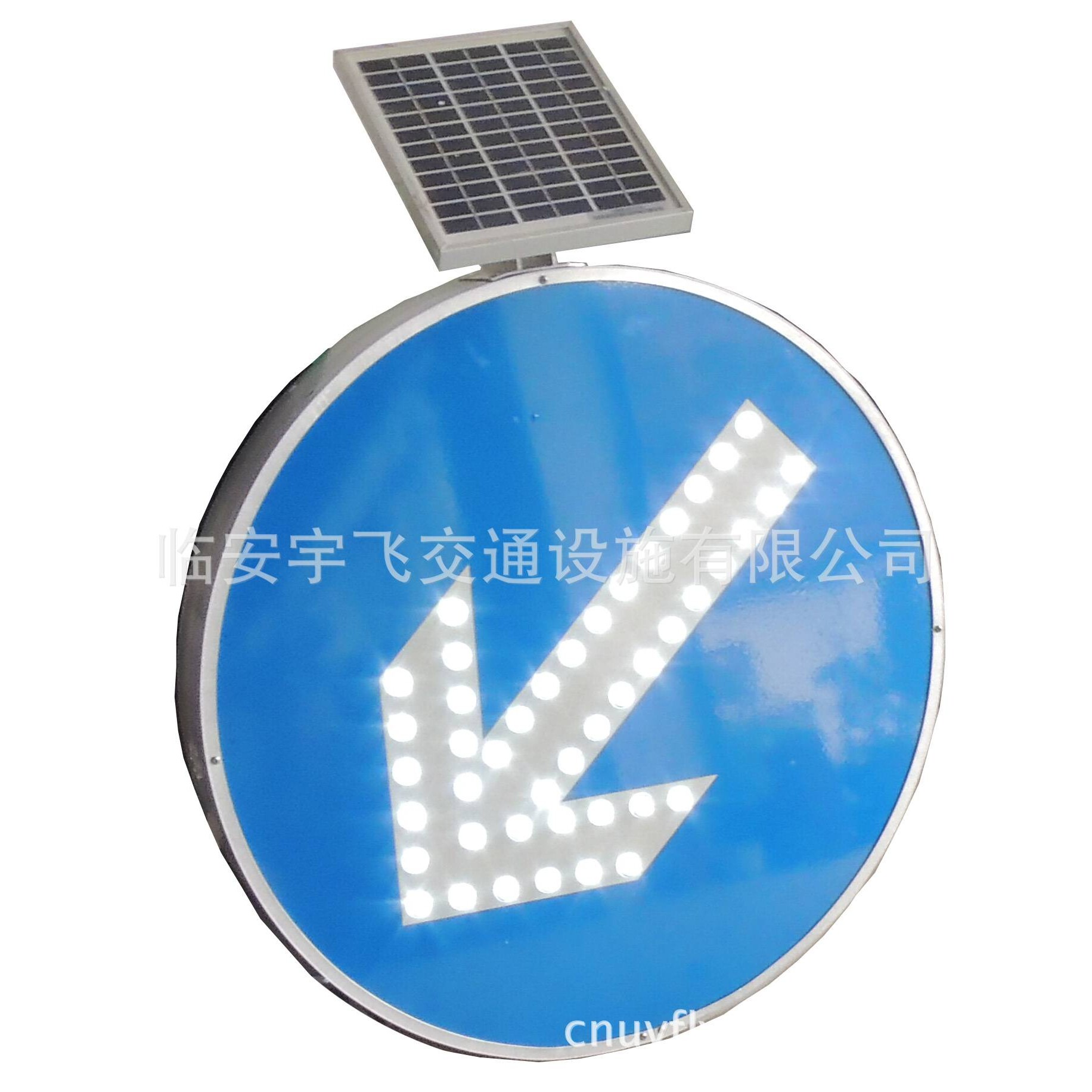 太阳能圆形靠左靠右行驶标志牌 LED交通标志 道路指示牌