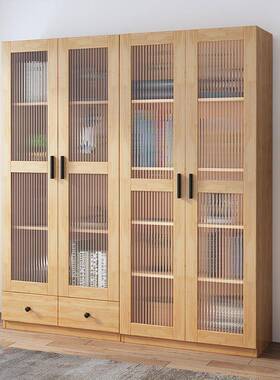 实木书柜组合RVD落厅地置柜轻物奢收纳柜现代简约带玻璃门客储物