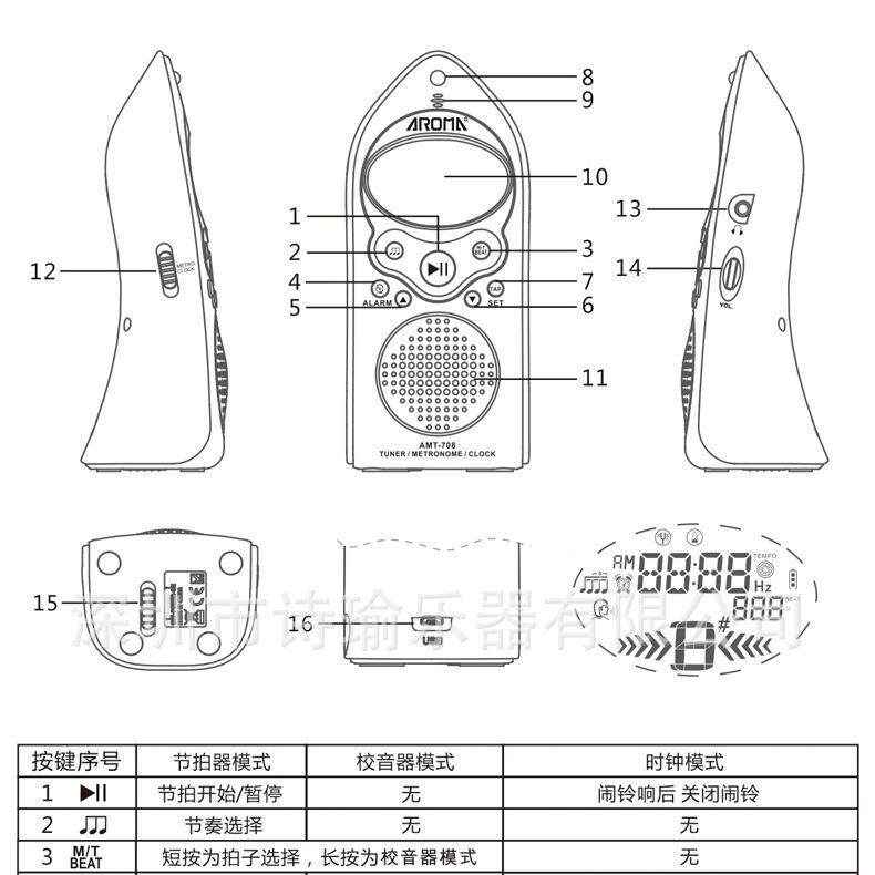 OARMA阿诺玛AM-708吉钢他贝斯琴电子人VBO器声节拍通用节奏器