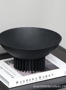 现代极简几黑何色金属厅托盘收纳饰盘样板间客茶几果盘软装品WMA