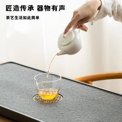 储水抽屉金式乌石茶茶盘天然石头家用中式简约托盘蓄水干泡火烧同