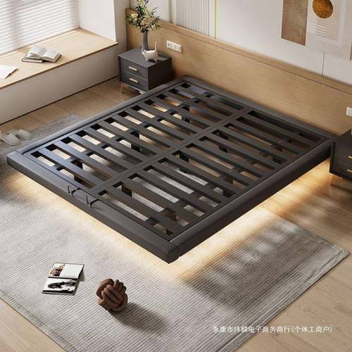 悬悬浮床现代简用约无床头钢架铁架架铁艺家双RPR人床榻榻米排骨