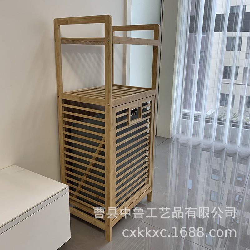 木日式实脏篓竹木可折叠置物室w0414架落地式衣浴毛巾架多层收纳