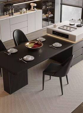 意式PYM岩轻奢板岛台餐泡茶饭一体小户桌型家用客厅茶几可伸缩吃