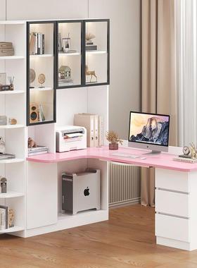 JG写P1实木转角一桌书桌书架组合台式字体书柜家用81809拐卧室角