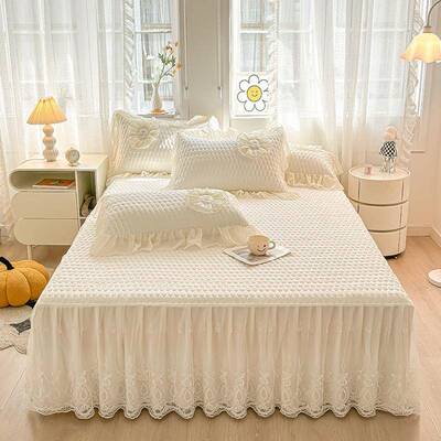 韩式公主风床罩床裙款套单件床单带裙边丑0下摆HEX床垫保护225新