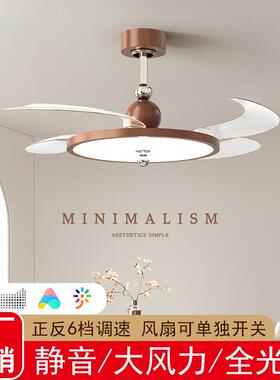 胡桃卧木古色风扇灯复隐餐厅吊扇灯483全光谱护眼室带风扇形护眼