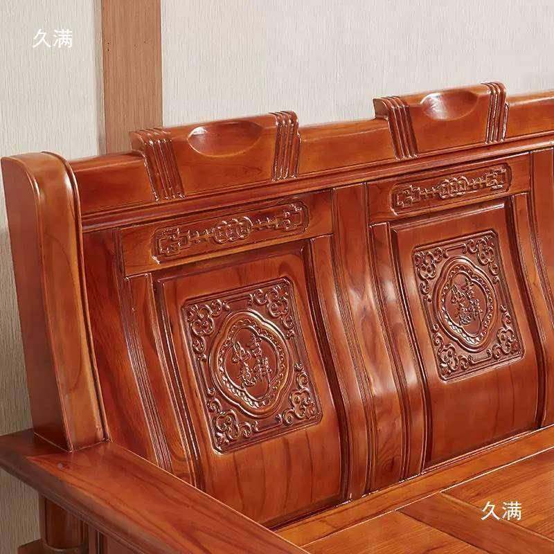 中式实沙发茶几组合客用老厅式村木木头木质沙发三人农位春9999垒