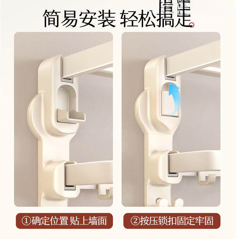 挂钩式浴巾吸盘毛子巾架卫生太间空铝浴室风无品牌/奶油厕所置物