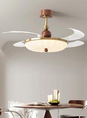 复中风餐厅IOV吊灯古隐形风扇新款古风茶室饭灯厅电灯电风扇一体0