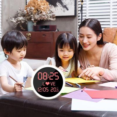 GHY-1921约LED圆形壁挂电子闹钟钟期温日度显示镜面遥控挂儿童简