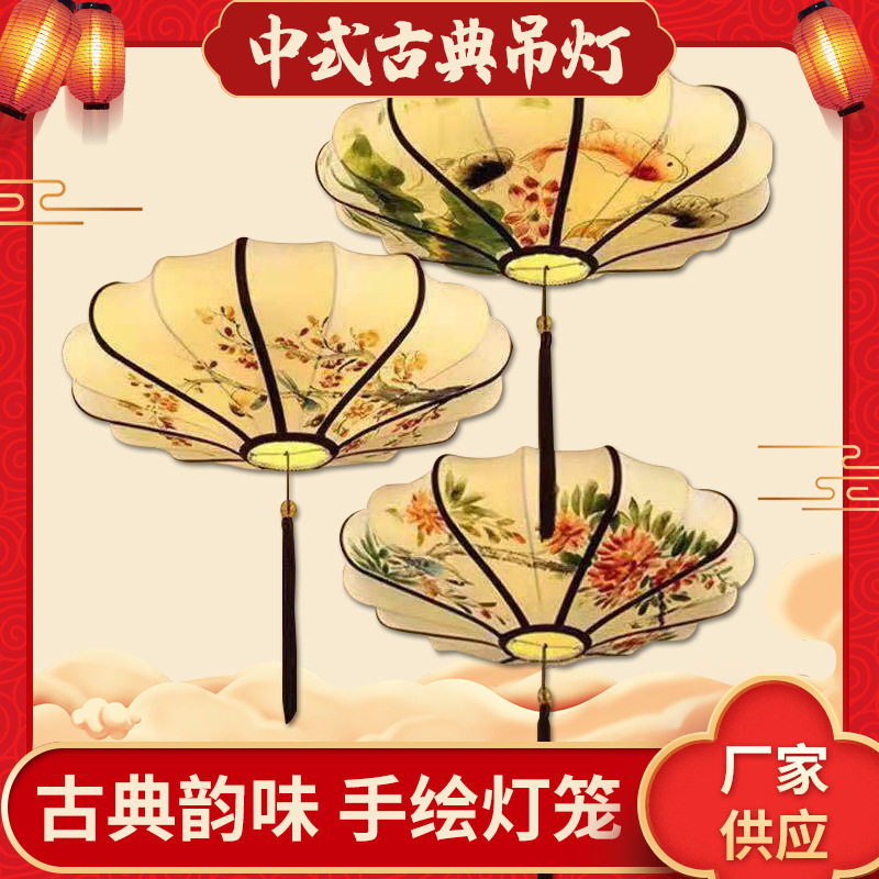 中式仿古灯笼吊灯工程别墅