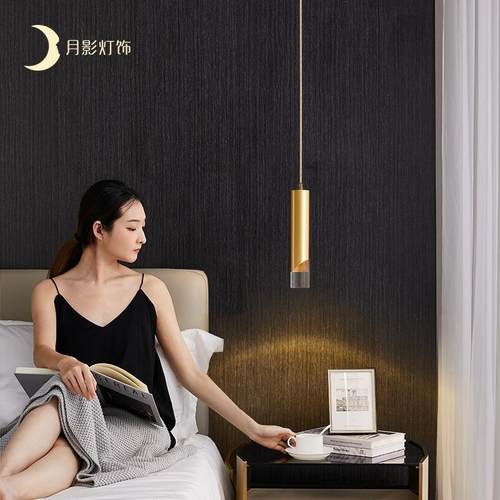 全铜头轻奢极头简卧室床头吊简灯约创意单吧台小吊灯1822主卧床氛