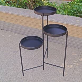 跨境工厂直达简约阳台落地铁艺花架多层高低折叠客厅圆绿植花盆架