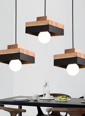 灯现代简约创木意头铁VEK艺led吊灯吧台圆方形餐吊卧室灯饰形灯具