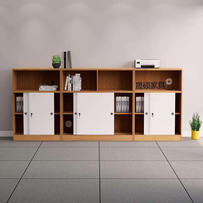 文件柜矮柜柜办/公室资料质储物移门推拉门带锁木落地条隔断长柜