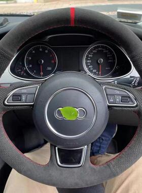 翻毛皮专NOG方向盘套车汽把套手缝车皮反绒四季通用防滑耐磨