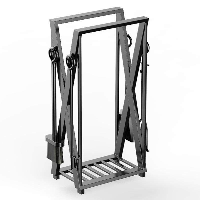 厂木家直销家BGF用四铁艺柴火架柴架烤木材架壁炉工具件套