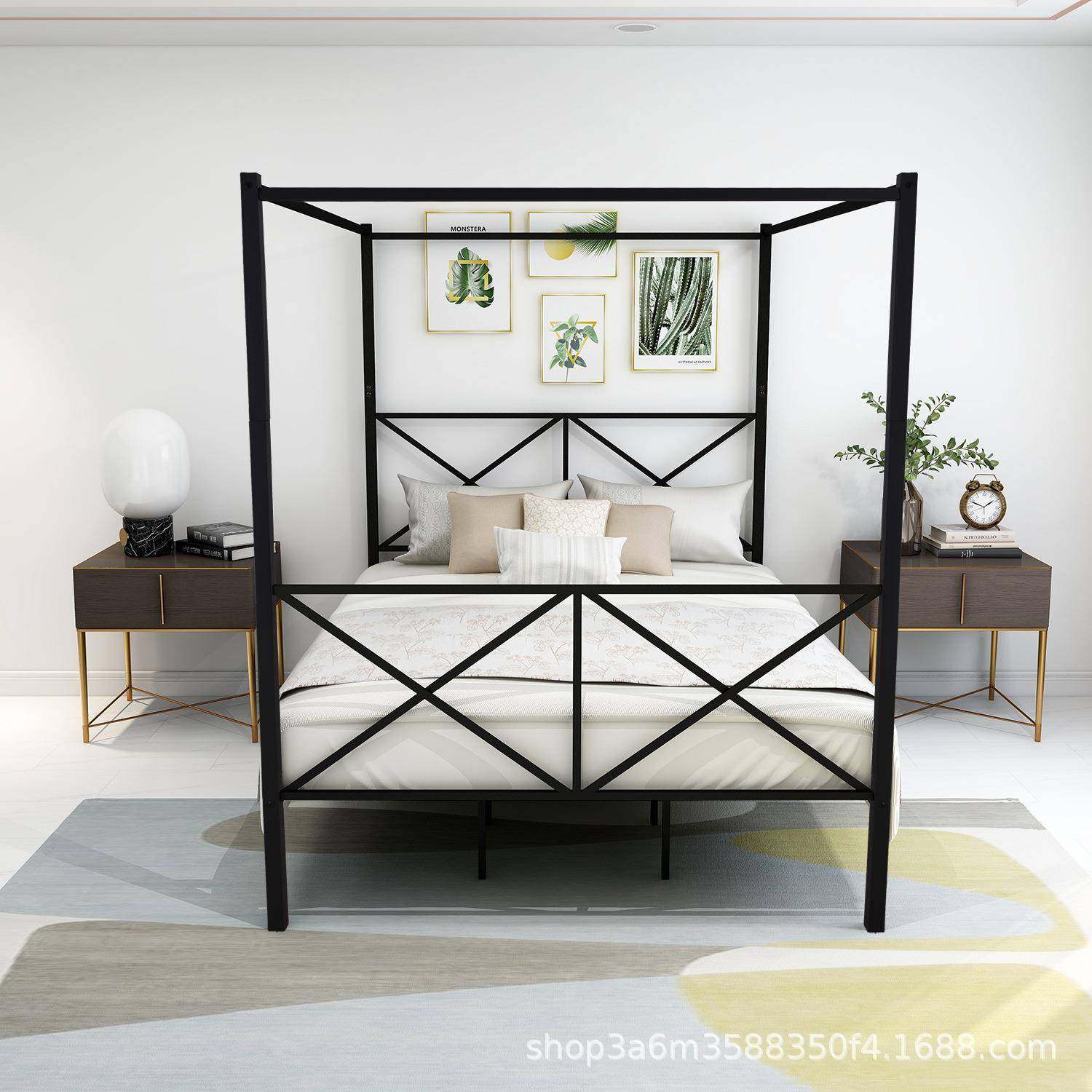 1廷.5米公主床天家用主单层铁架蓬BRN床宫风铁架蚊帐床货卧源