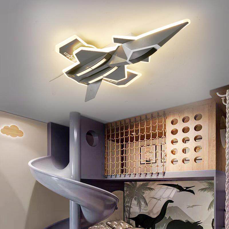 628童房灯卧室儿灯具白帝战机男孩飞机模型灯机翼可收缩护顶眼吸