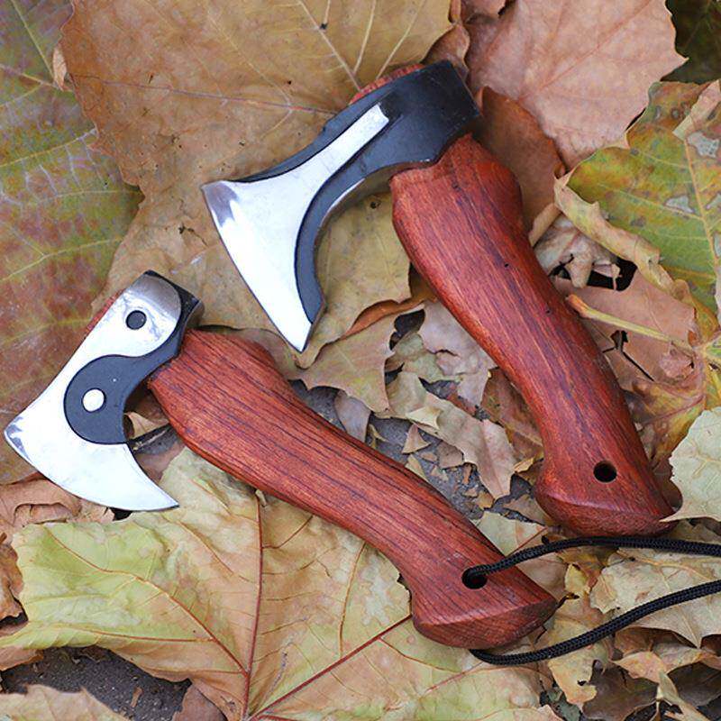 花梨木把斧梨花木把HTT玩战斧家现货直发不厂锈钢把玩小斧子玩户